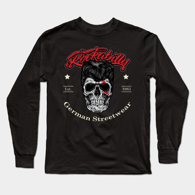 Rockabilly Rules Red Long Sleeve T-Shirt by GermanStreetwear